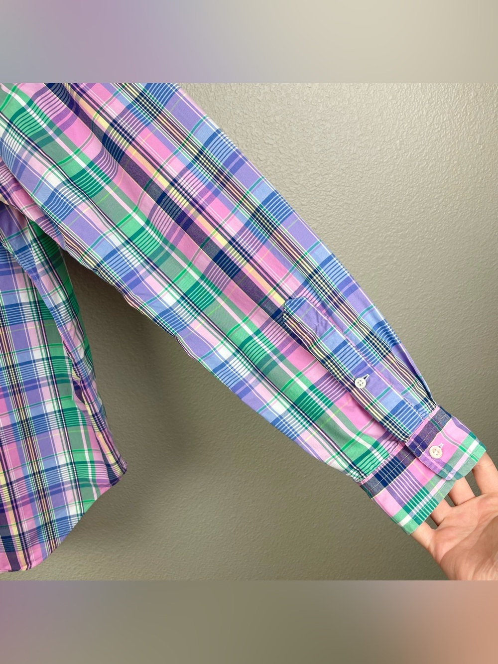 Ralph Lauren Men's Large Pastel Madras Plaid Classic Fix Button Down Shirt Oxfor - Picture 9 of 16